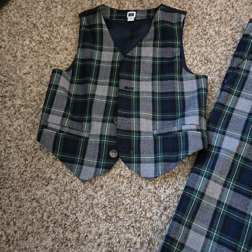 Janie and Jack Green and Blue Plaid Kids Matching Set